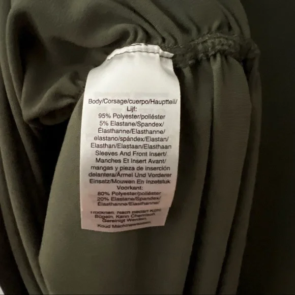 NWT DKNY Olive Green Mesh Long Sleeve Top - Picture 5 of 6